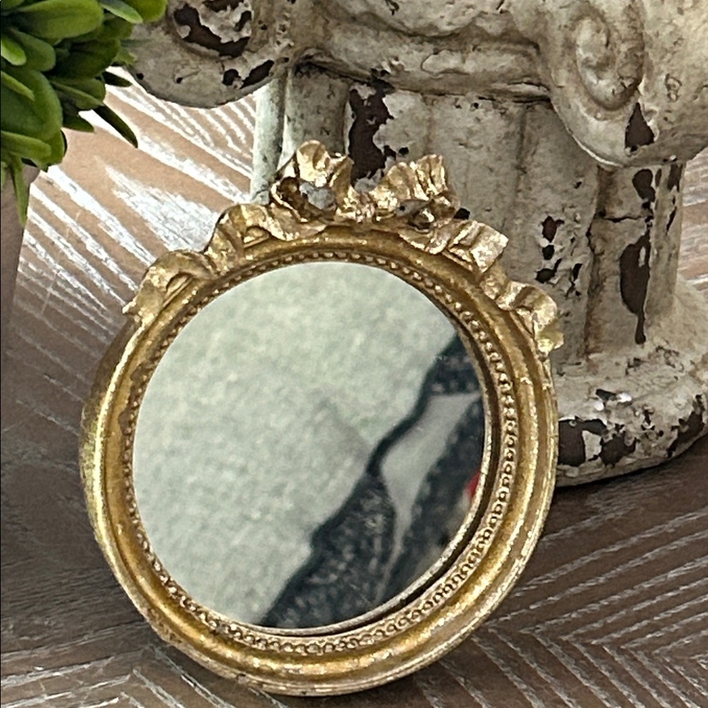 NEW! Shabby Chic Elegant Gold Ribbon Decorative Table Mirror